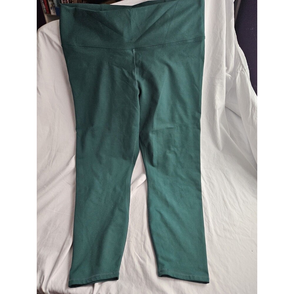 Fabletics PowerHold Green Ankle Leggings 1X Criss Cross Waistband High Rise
